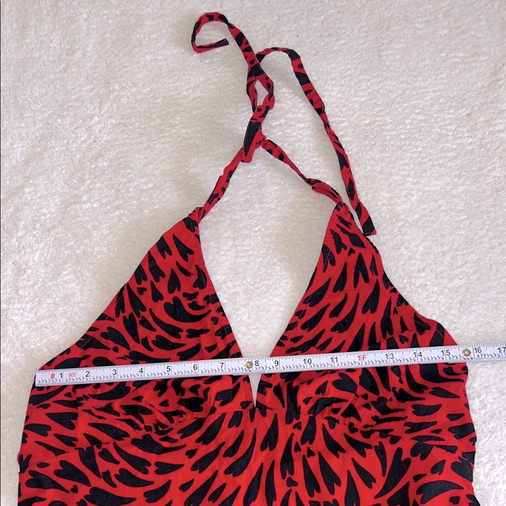 Free People Cecil Halter‎ Mini Dress Red Black Print Size L - Picture 4 of 11